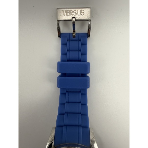 Versus By Versace SGM04 New Battery Mens Watch 42MM 8" Blue Silicone Band - Picture 8 of 12